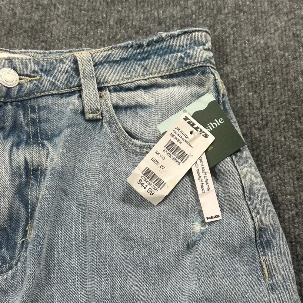 NWT RSQ Low‎ Rise Denim Maxi Skirt Size 27 Medium Wash